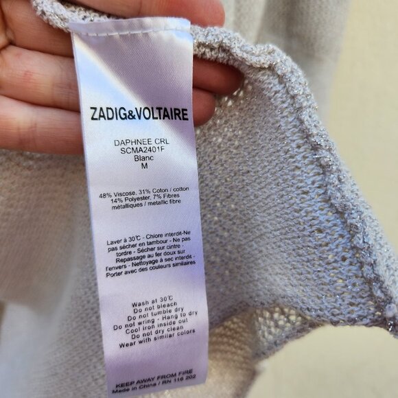 Zadig and Voltaire Daphnee Mesh Metallic Open Front Cardigan - Picture 6 of 6